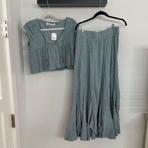 Free People Teal Maxi Skirt